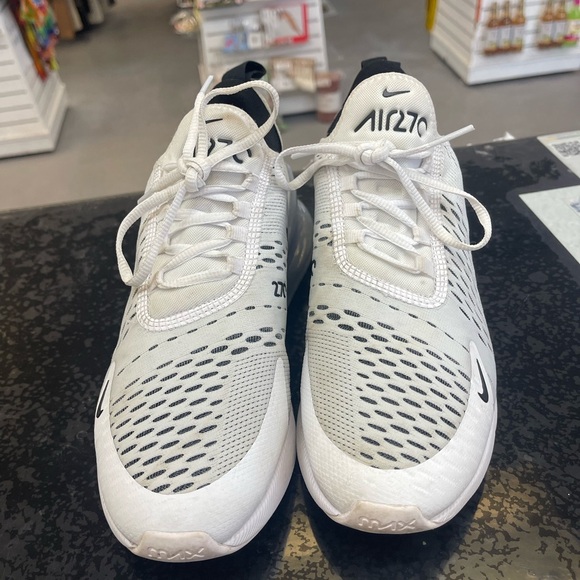 Nike Air Max 270 White and Black Athletic Shoes - Picture 2 of 7